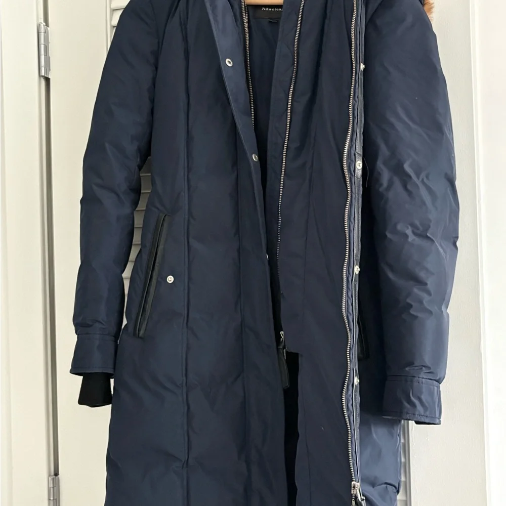 Mackage Dark Blue Puffer Coat with Faux Fur Hood - Picture 3 of 3